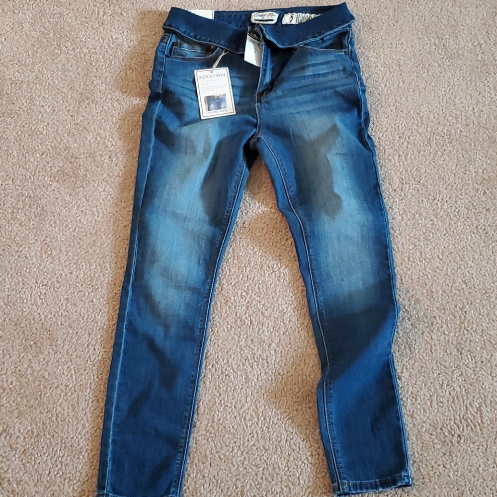 Nwt Indigo Rein Foldover Denim Jeans  5